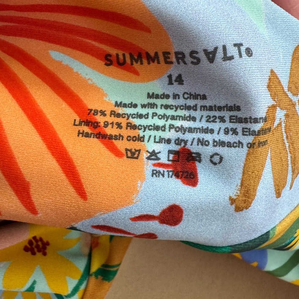 summersalt One-Shoulder Floral One-Piece Swimsuit in Pink, Green, Orange, Blue - Picture 4 of 4